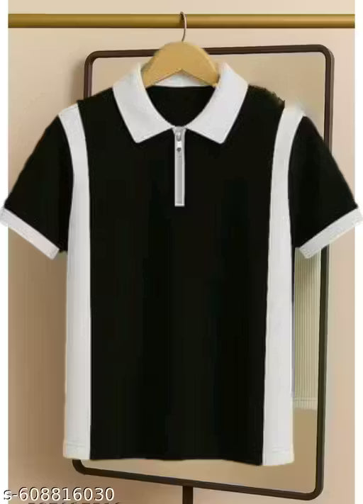 Men's Stylish Polo T-Shirt with Contrast Panel Design