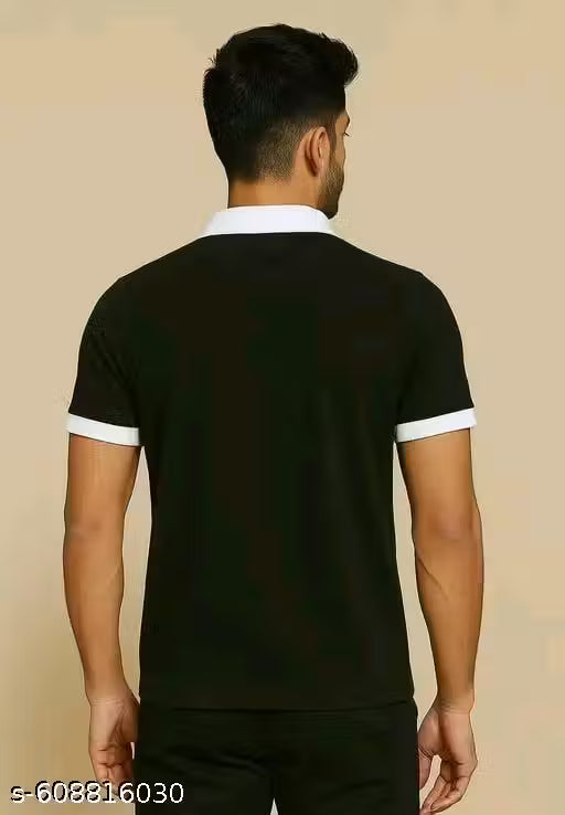 Men's Stylish Polo T-Shirt with Contrast Panel Design
