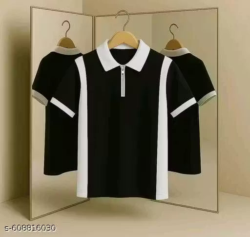 Men's Stylish Polo T-Shirt with Contrast Panel Design