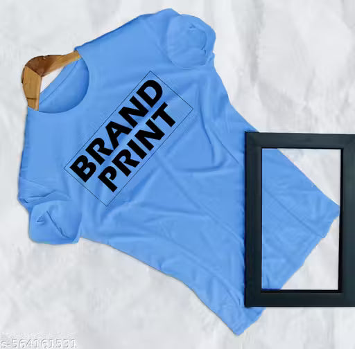 Overlays Stylish Sky Blue Brand Print Printed T-shirt Round Neck Unisex Polyester | Lycra T-shirt for Men